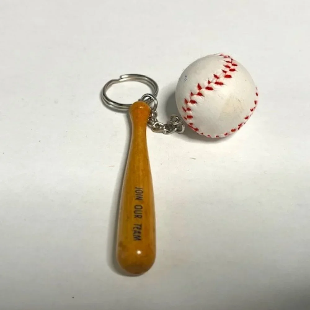 VTG 3D Baseball Wood Bat Sports Keychain Advertisement for Sports Enthusiasts